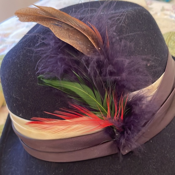 Vintage Doeskin felt 100% wool navy blue fedora hat - Picture 13 of 14